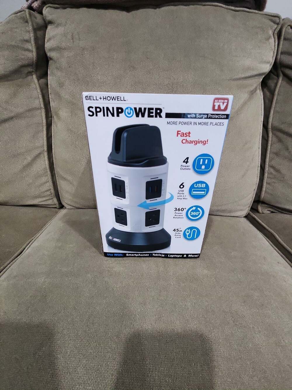 Bell + Howell SpinPower Rotating Surge Protector Charging Station